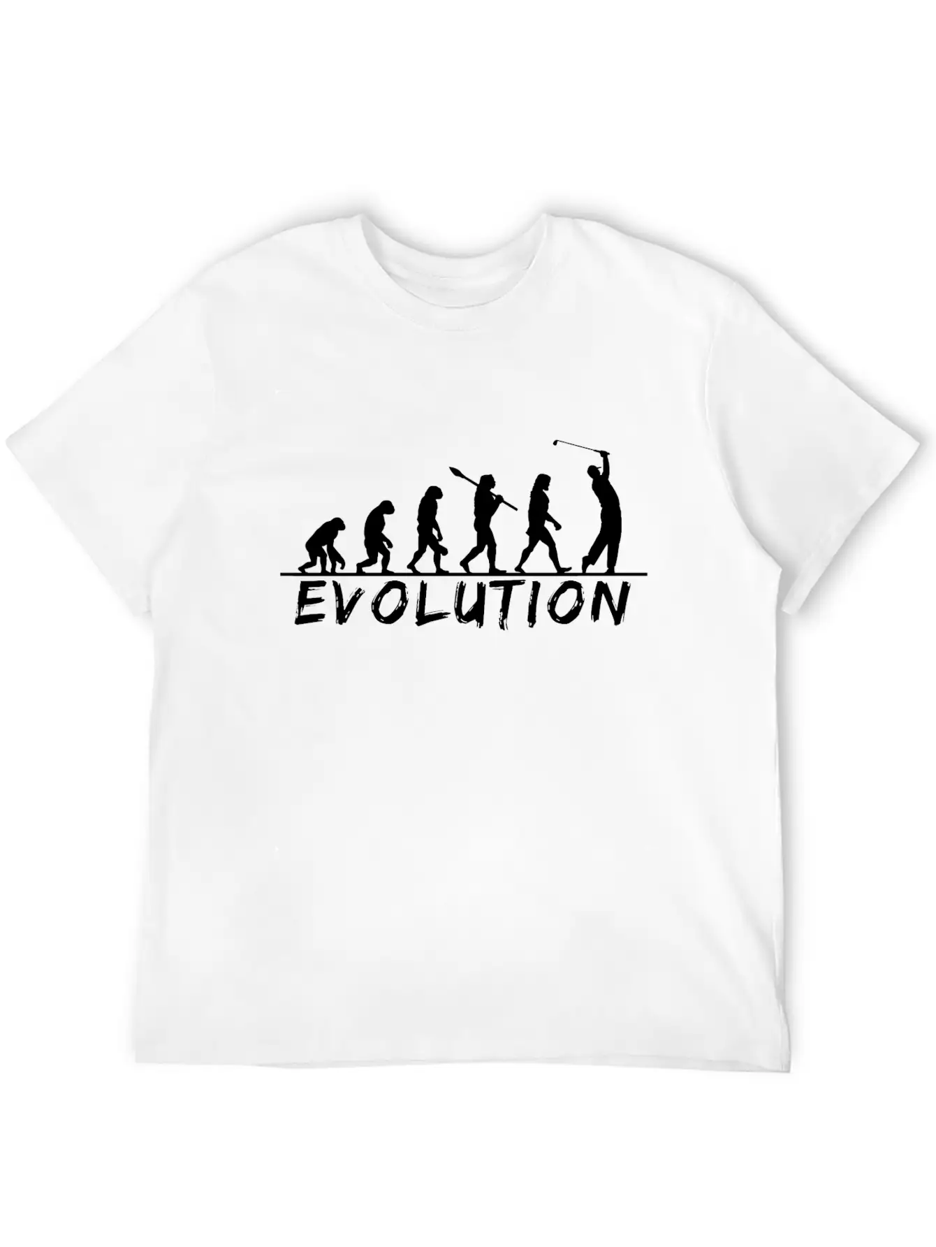 Evolution Golf, Golf, Golfer, Golfing, Game, Fun Unisex Short Sleeve Soft Cotton T-Shirt – Casual Everyday Wear