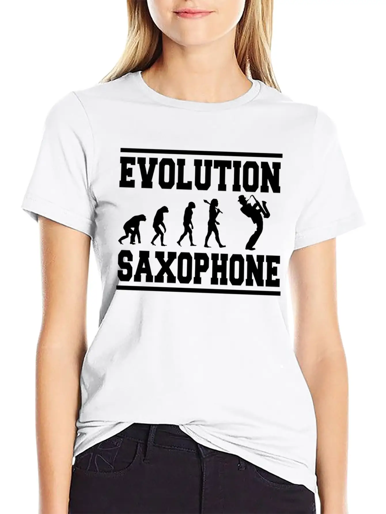 Evolution Saxophone Stylish Everyday T-Shirt – Unisex Basic Cotton Tee