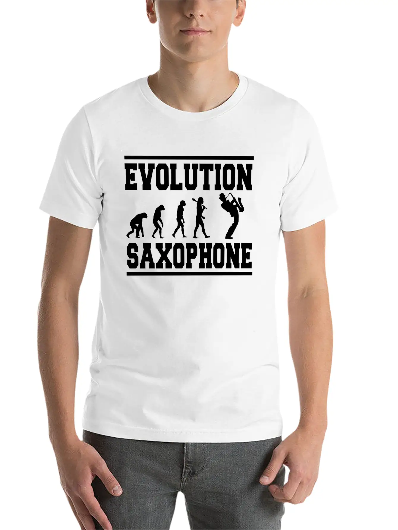 Evolution Saxophone Stylish Everyday T-Shirt – Unisex Basic Cotton Tee