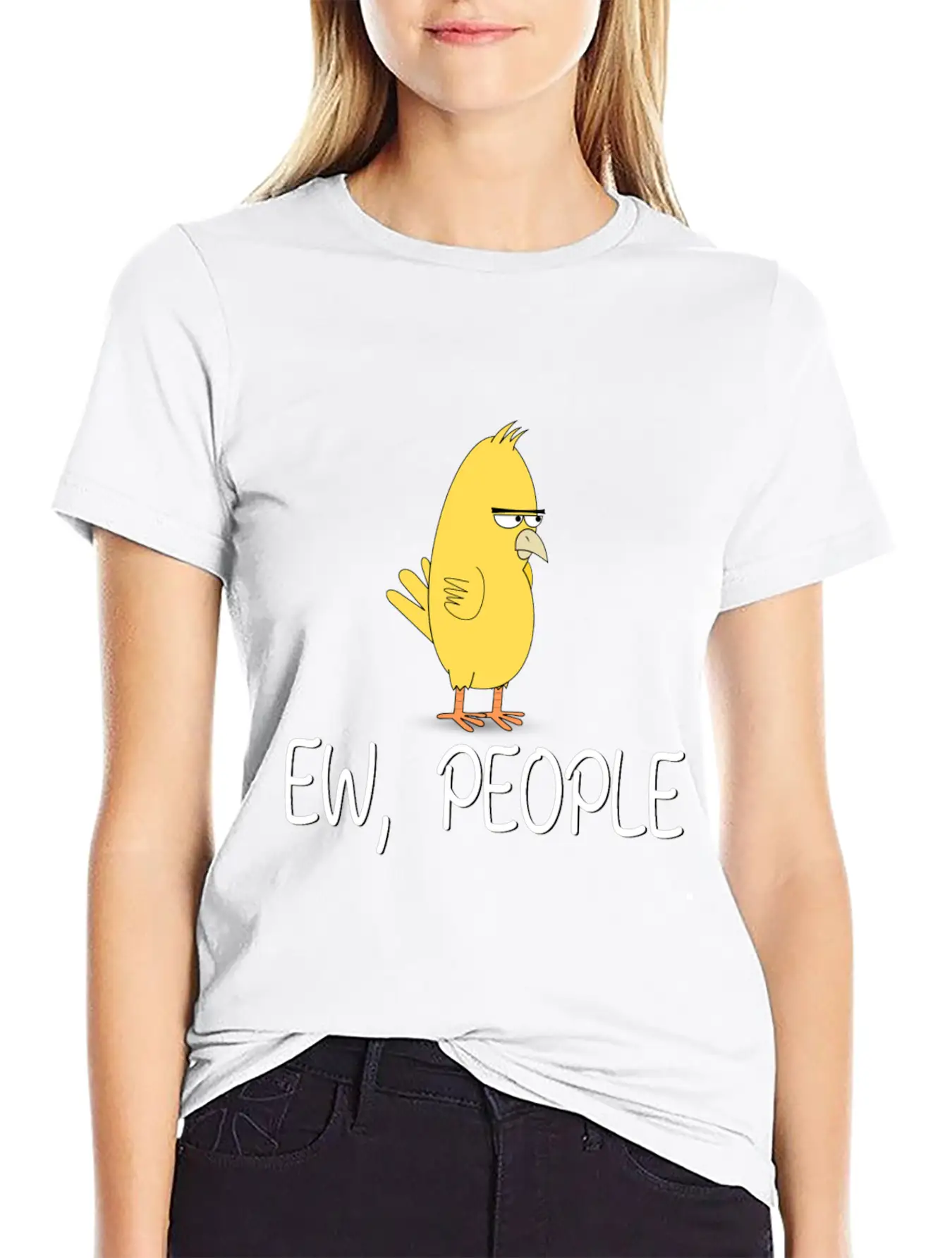 Ew People Funny Misantroph Bird Design Unisex Short Sleeve Soft Cotton T-Shirt – Casual Everyday Wear