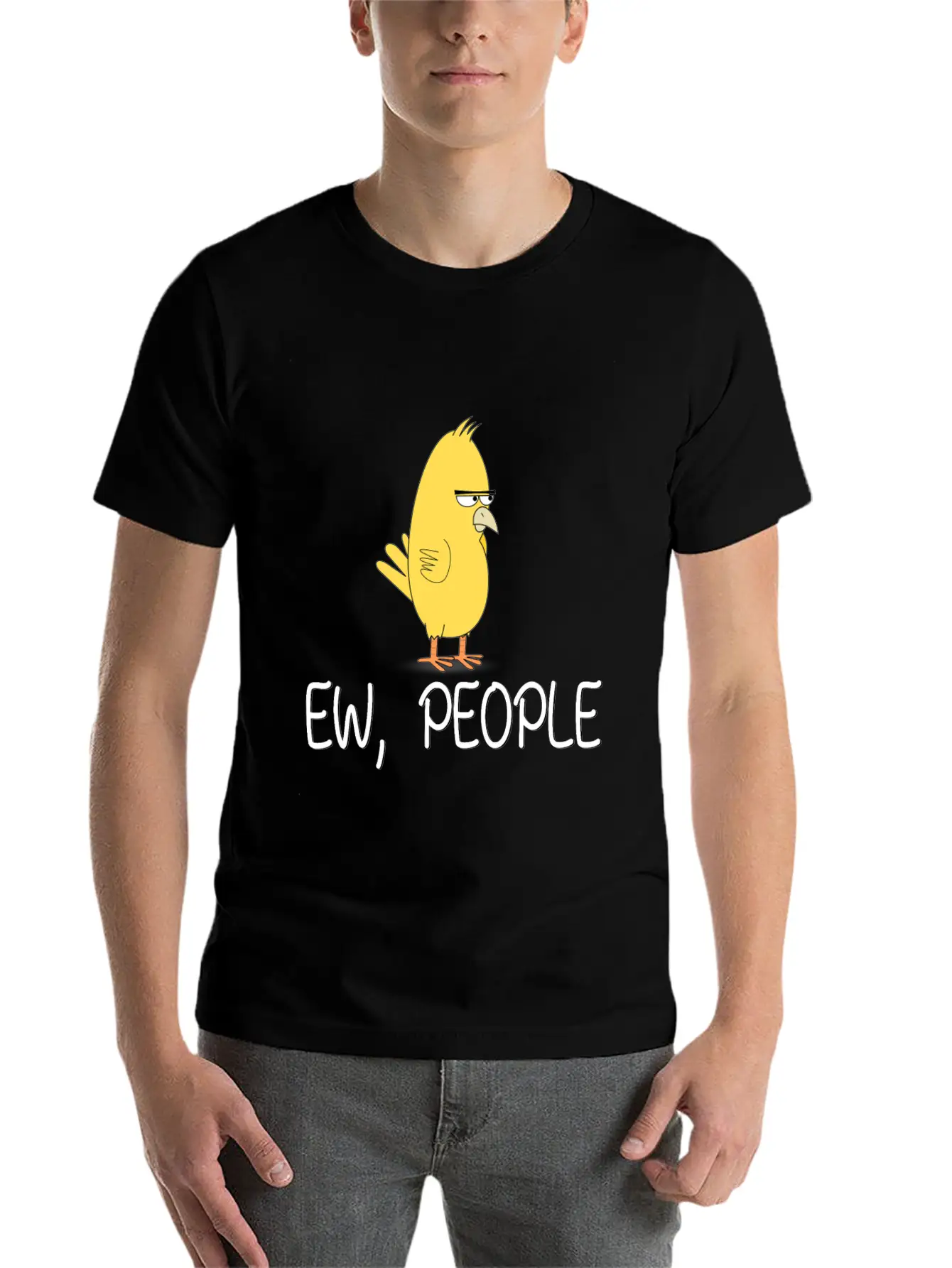 Ew People Funny Misantroph Bird Design Unisex Short Sleeve Soft Cotton T-Shirt – Casual Everyday Wear