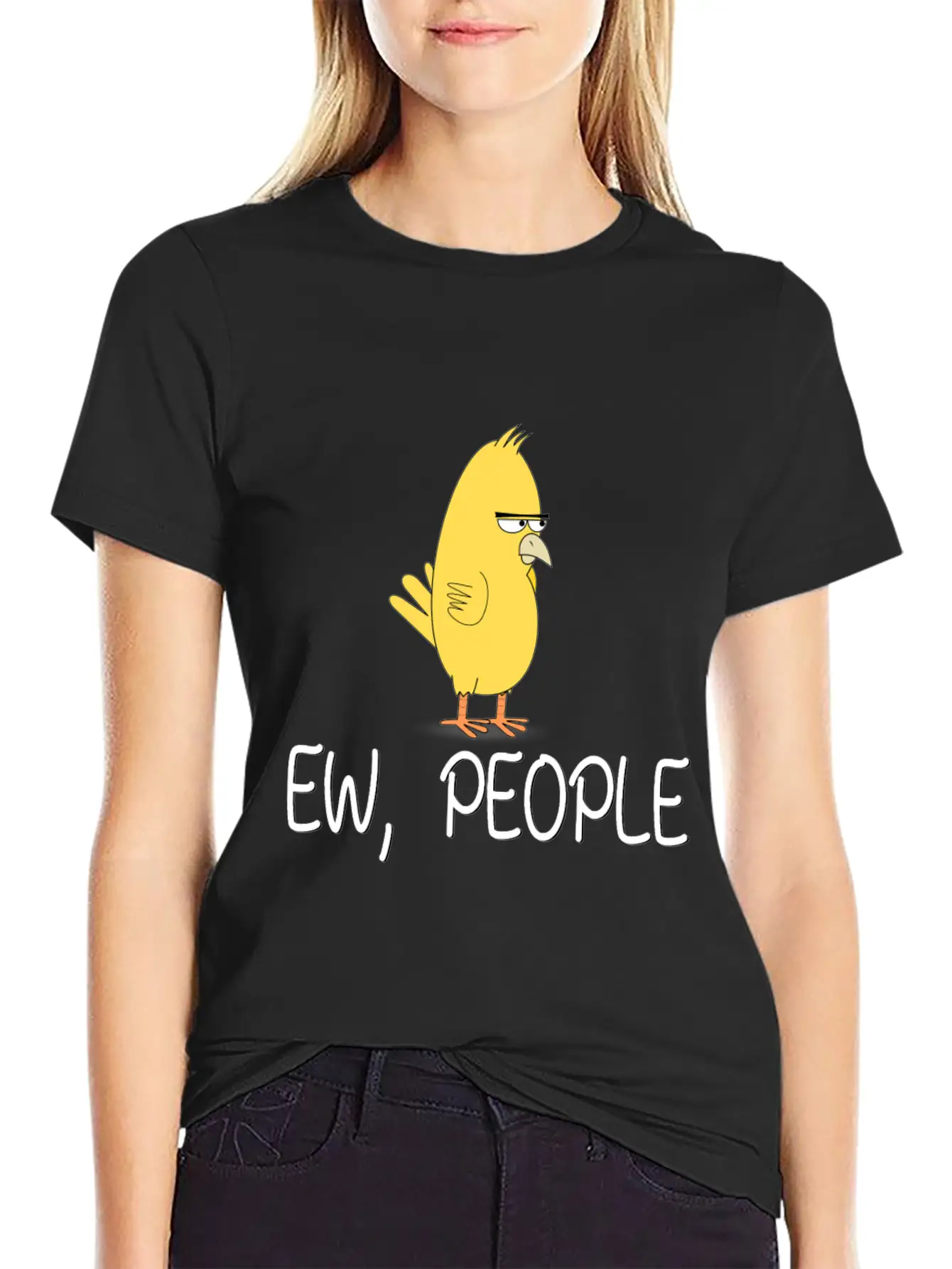 Ew People Funny Misantroph Bird Design Unisex Short Sleeve Soft Cotton T-Shirt – Casual Everyday Wear
