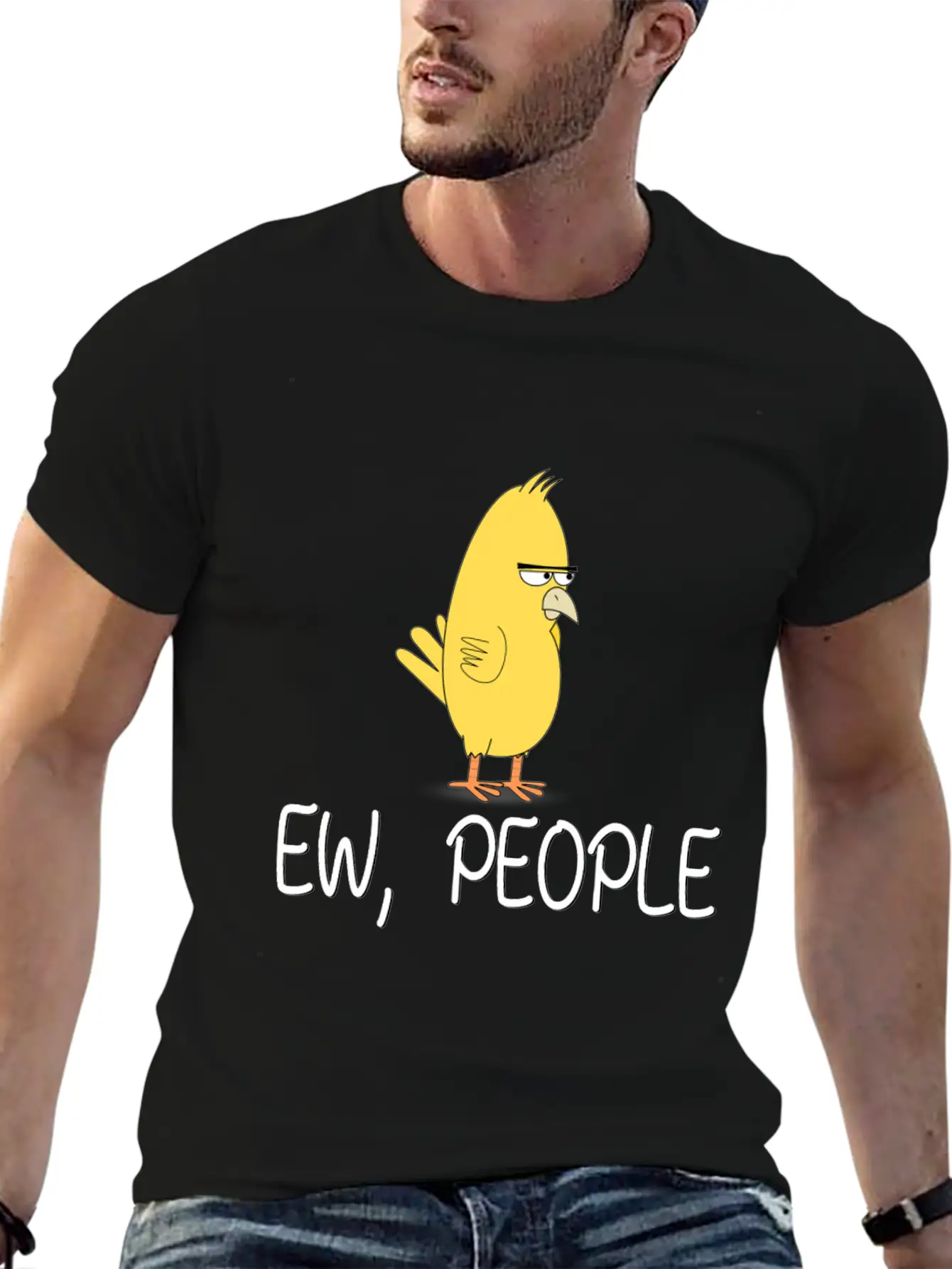 Ew People Funny Misantroph Bird Design Unisex Short Sleeve Soft Cotton T-Shirt – Casual Everyday Wear