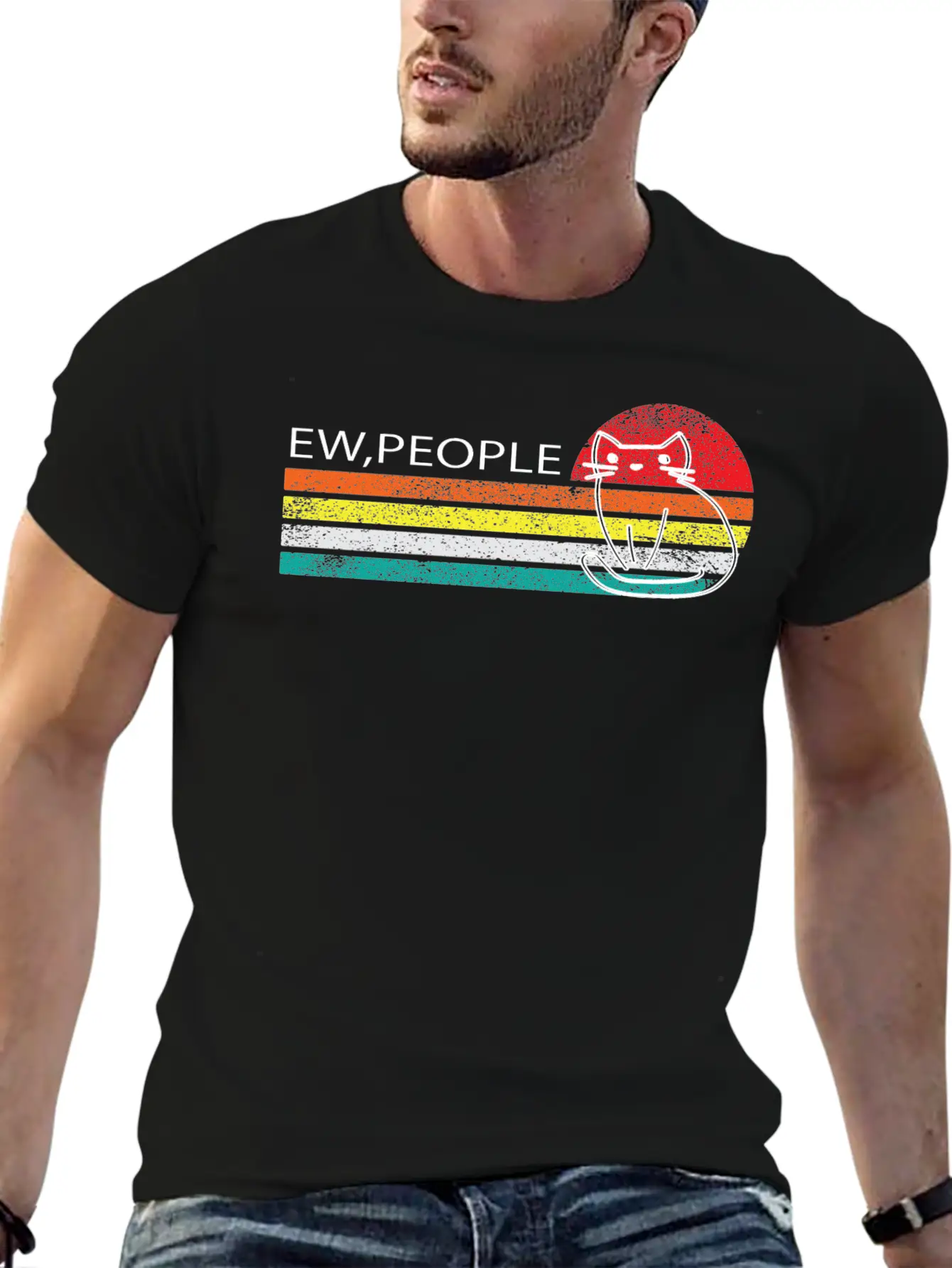 Ew,People -ew, People Meowy Essential Unisex Summer Tee – Soft Cotton Casual Fit