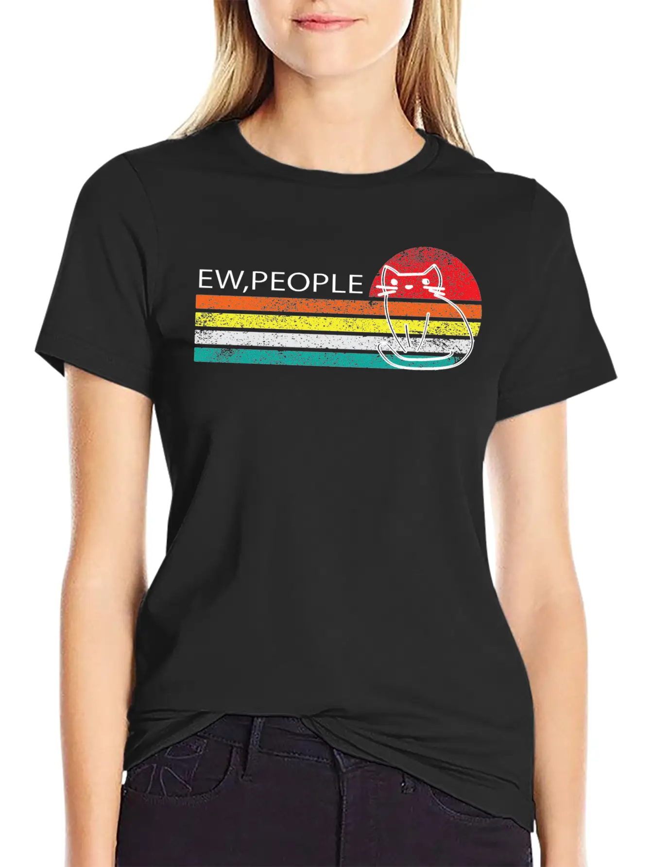 Ew,People -ew, People Meowy Essential Unisex Summer Tee – Soft Cotton Casual Fit