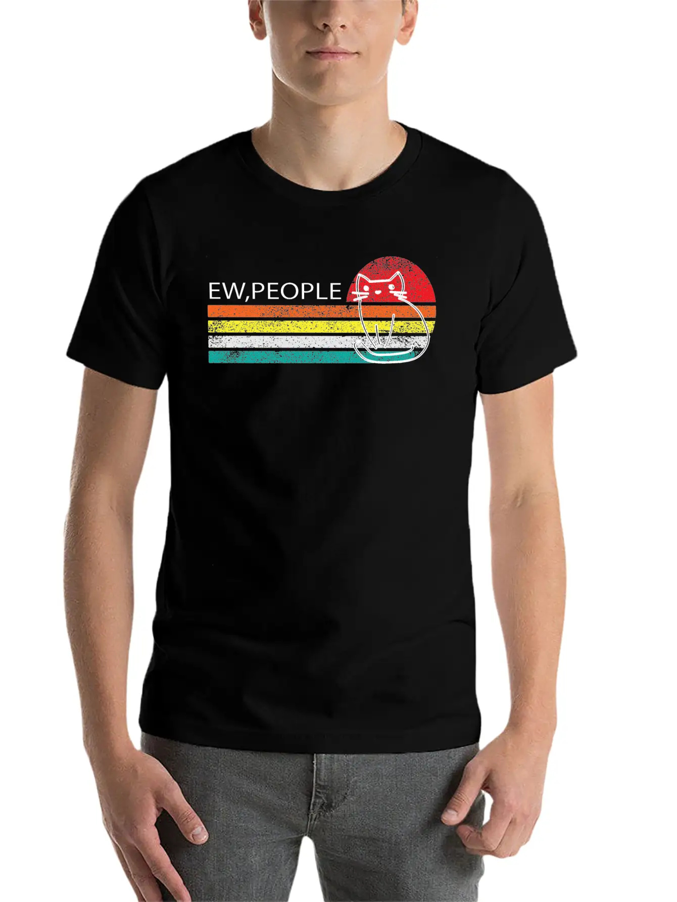 Ew,People -ew, People Meowy Essential Unisex Summer Tee – Soft Cotton Casual Fit