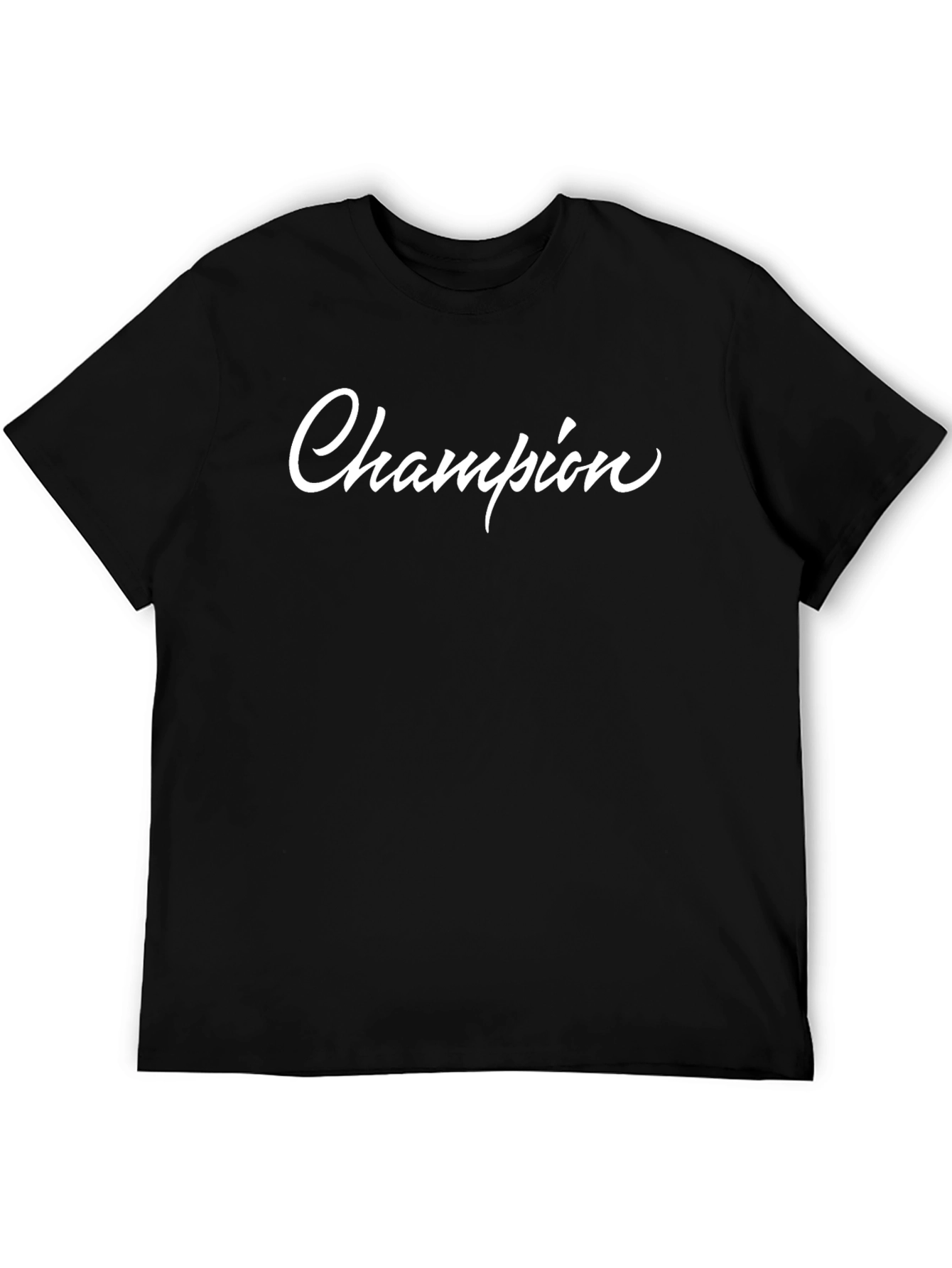 Champion Script Black T-Shirt - Stylish & Comfortable