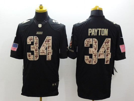 Men's Chicago Bears #34 Walter Payton Black Team Game Jerseys