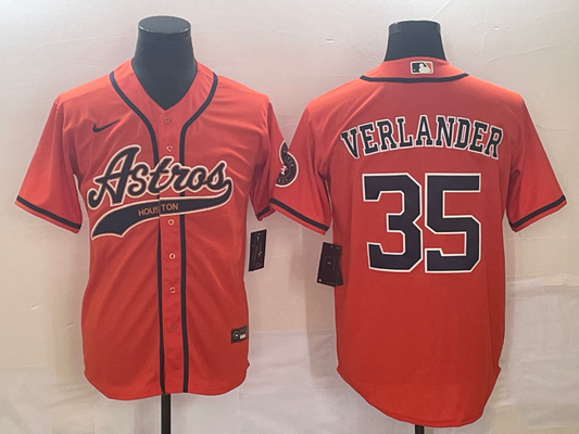 Men's Houston Astros Justin Verlander #35 Orange Replica Jerseys Joint Edition