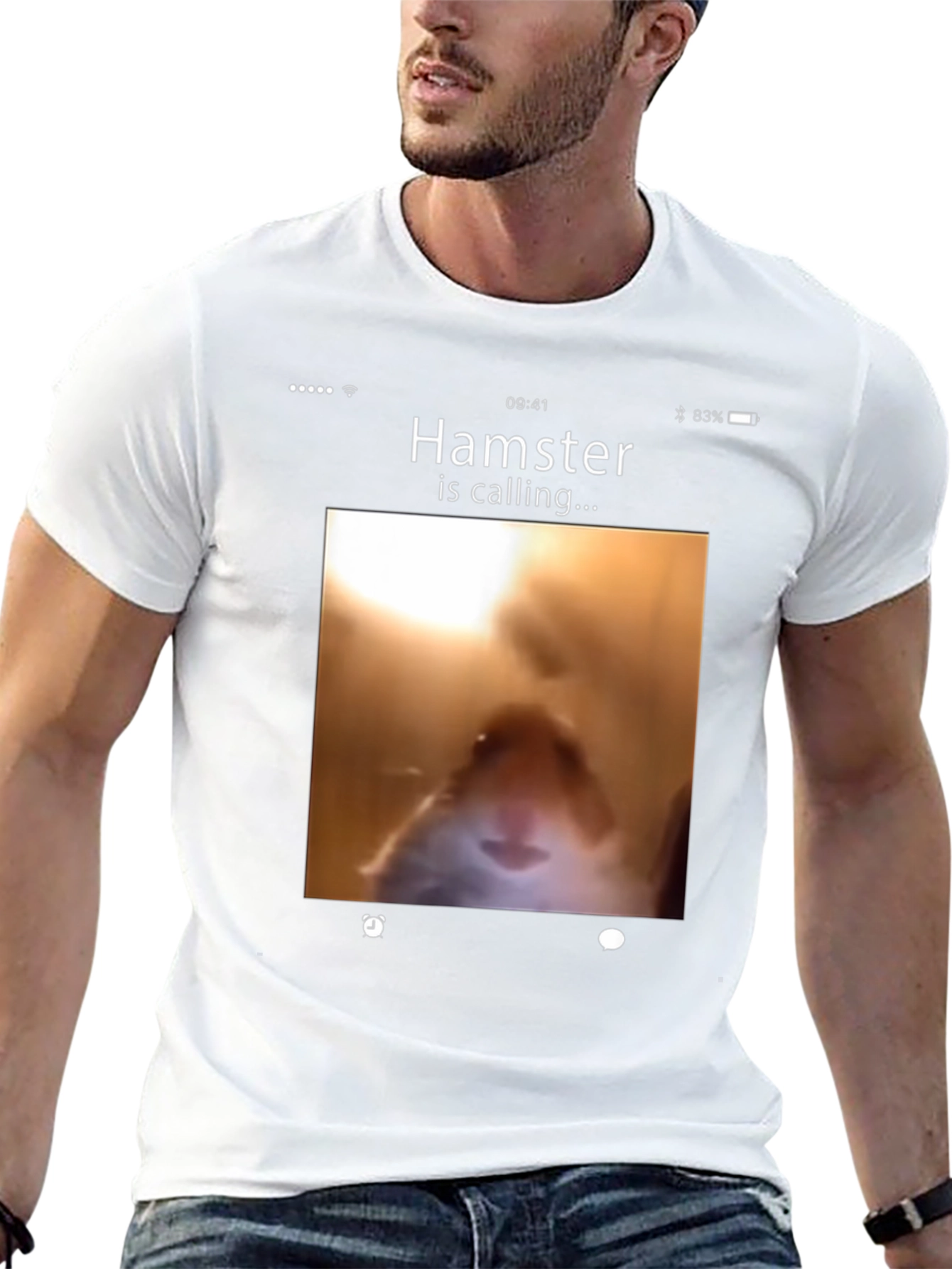 Hamster Calling Graphic T-Shirt - Novelty Tee