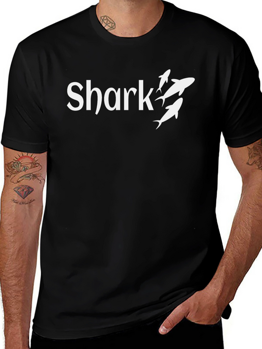 Shark Graphic Print Black T-Shirt for Men