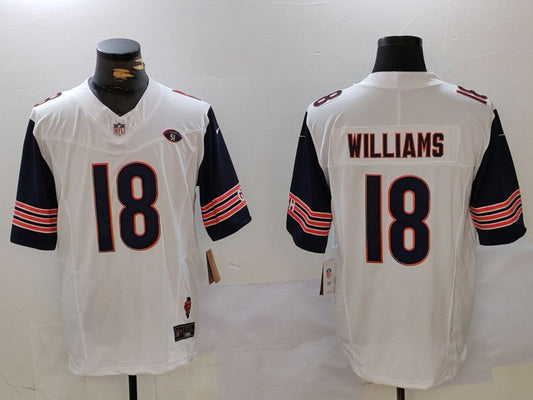 Men's Chicago Bears Caleb Williams #18 White Player Game Jerseys