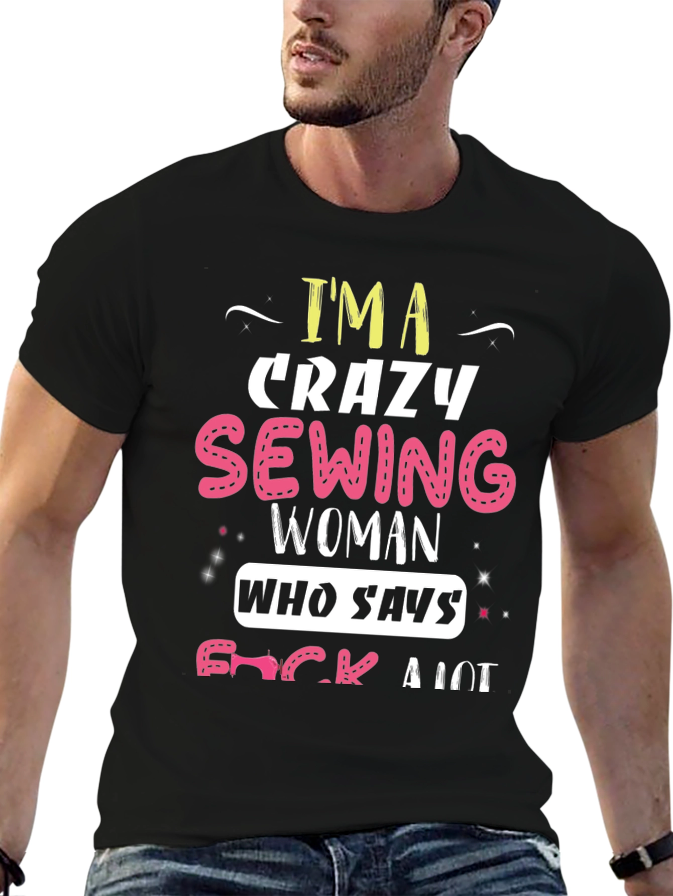 Crazy Sewing Woman Graphic Tee