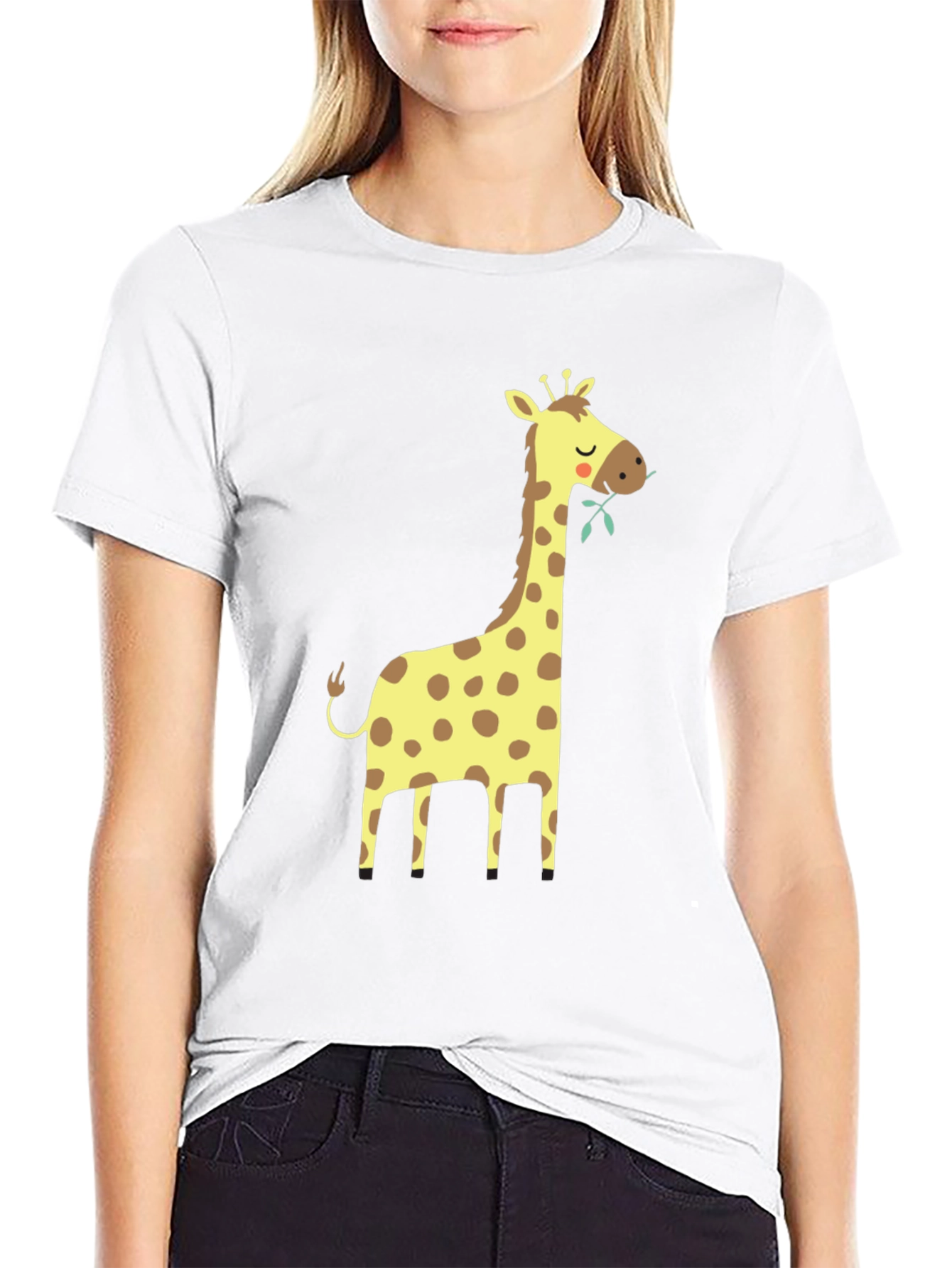 Giraffe Graphic Tee - Black Cotton T-Shirt