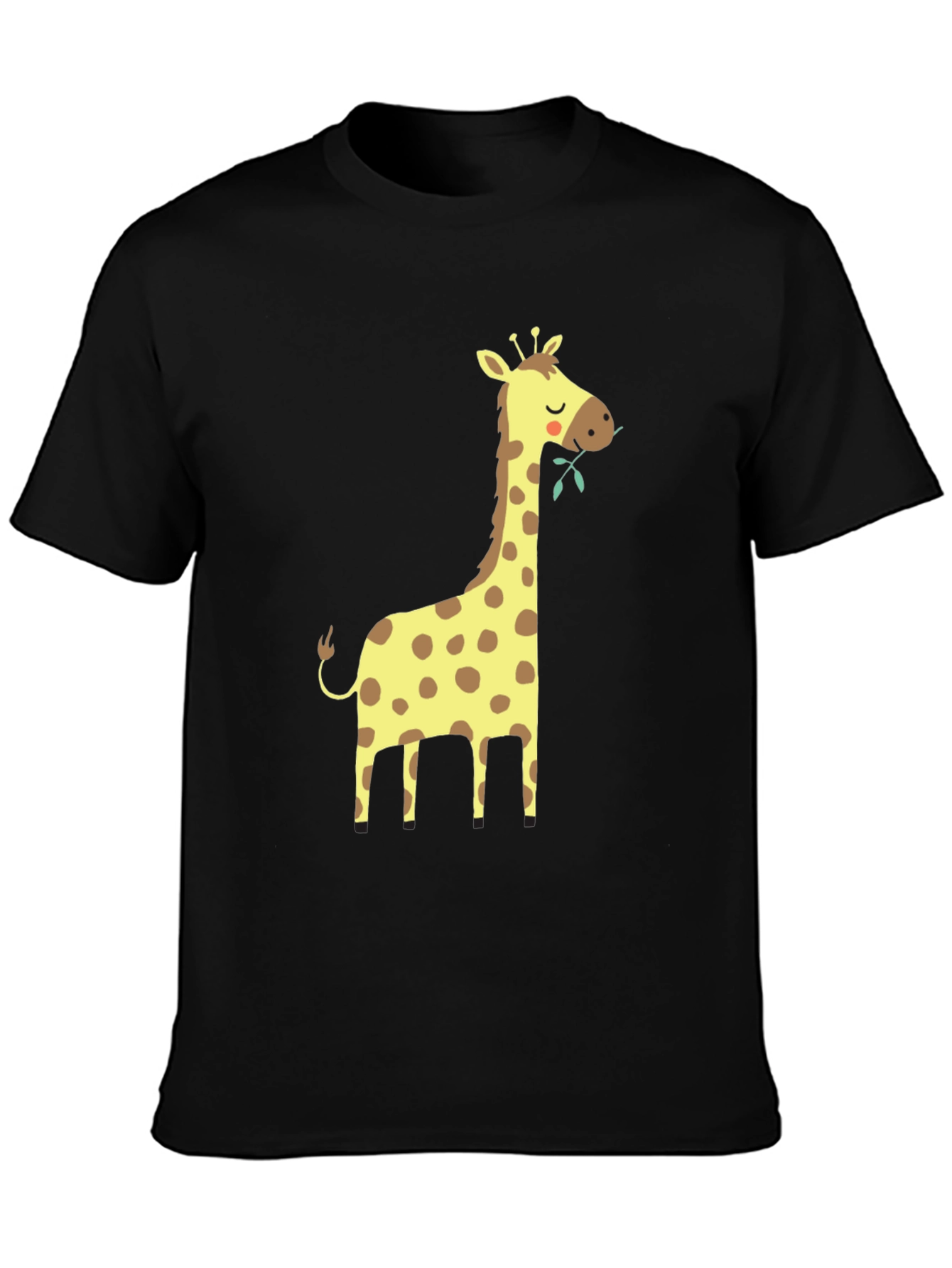 Giraffe Graphic Tee - Black Cotton T-Shirt