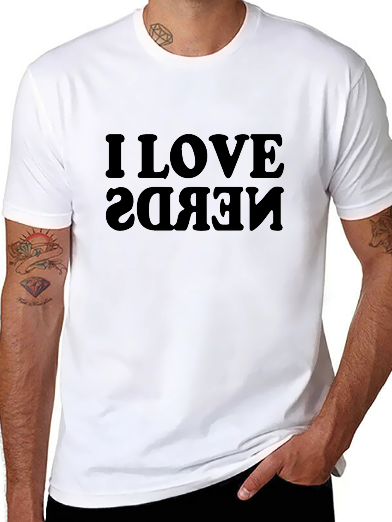 I Love Nerds Mens Black Graphic Tee Shirt