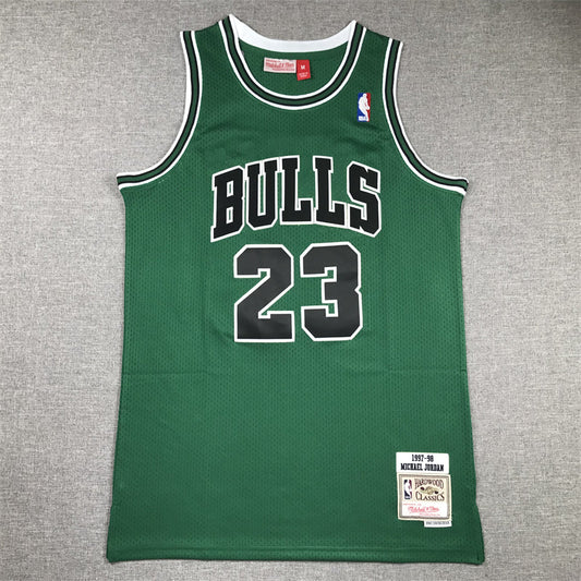 Men's Chicago Bulls Michael Jordan #23 Green 1997-98 Hardwood Classics Authentic Jerseys