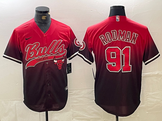 Men's Chicago Bulls Dennis Rodman #91 Red City Connect Replica Player Jersey