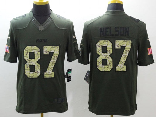 Men's Green Bay Packers Jordy Nelson #87 Army Green Game Jerseys