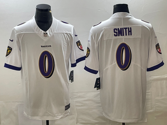 Men's Baltimore Ravens Roquan Smith #0 White Team Game Jerseys