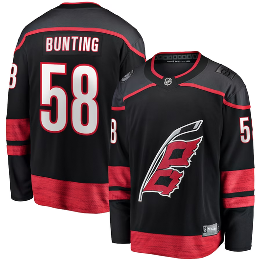 Men's Carolina Hurricanes Michael Bunting #58 Black Home Breakaway Player Jerseys