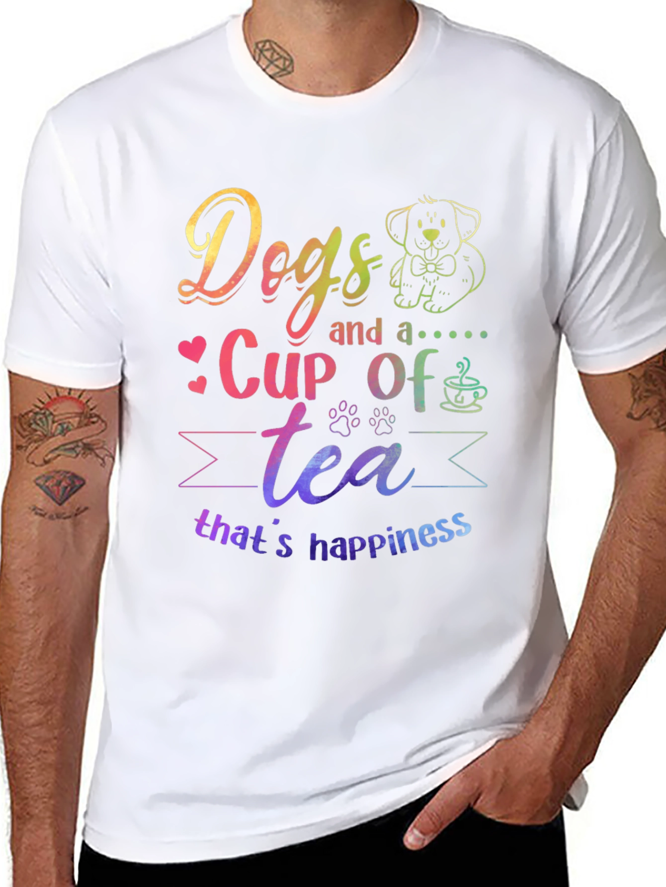 Dogs and a Cup of Tea Happiness T-Shirt