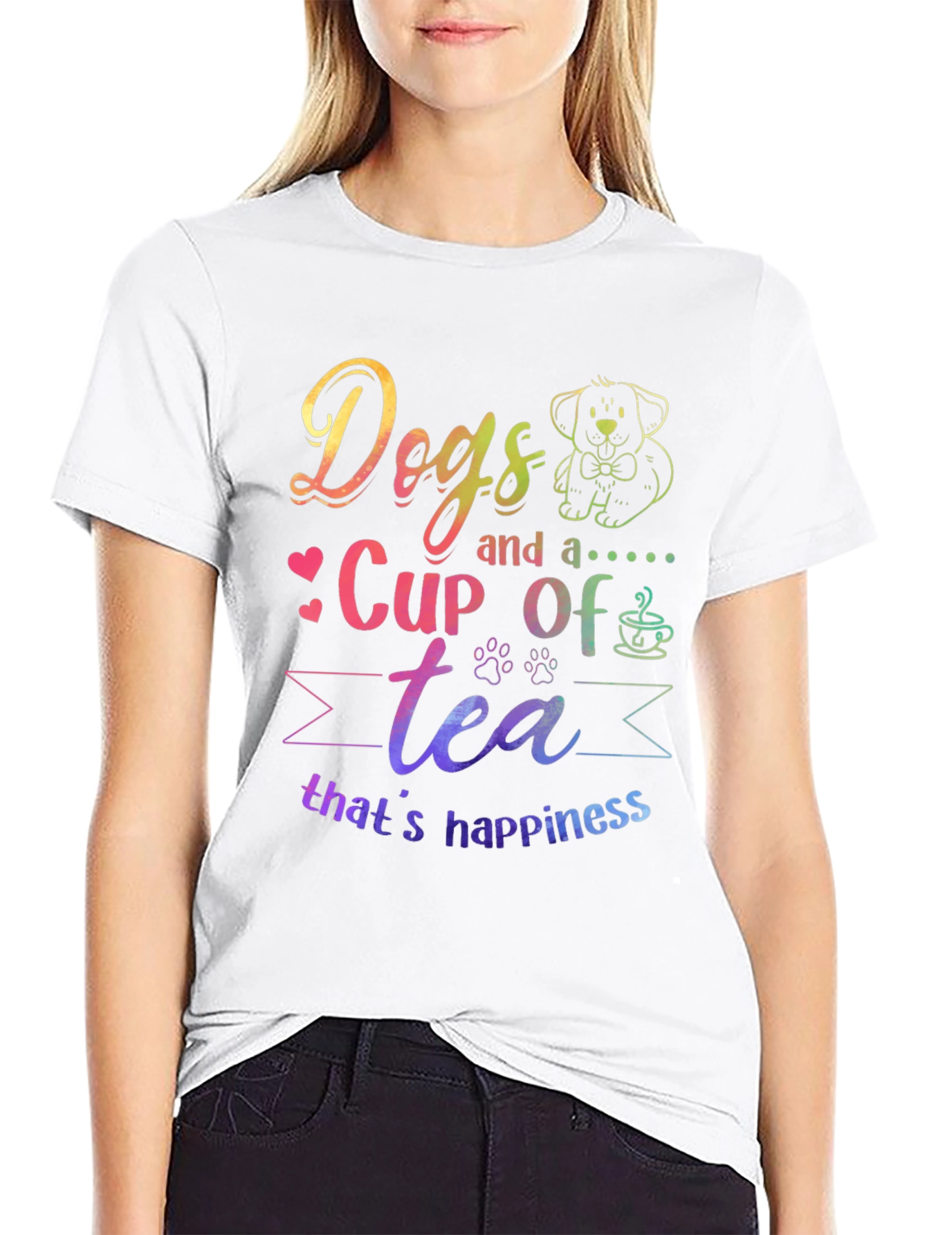Dogs and a Cup of Tea Happiness T-Shirt