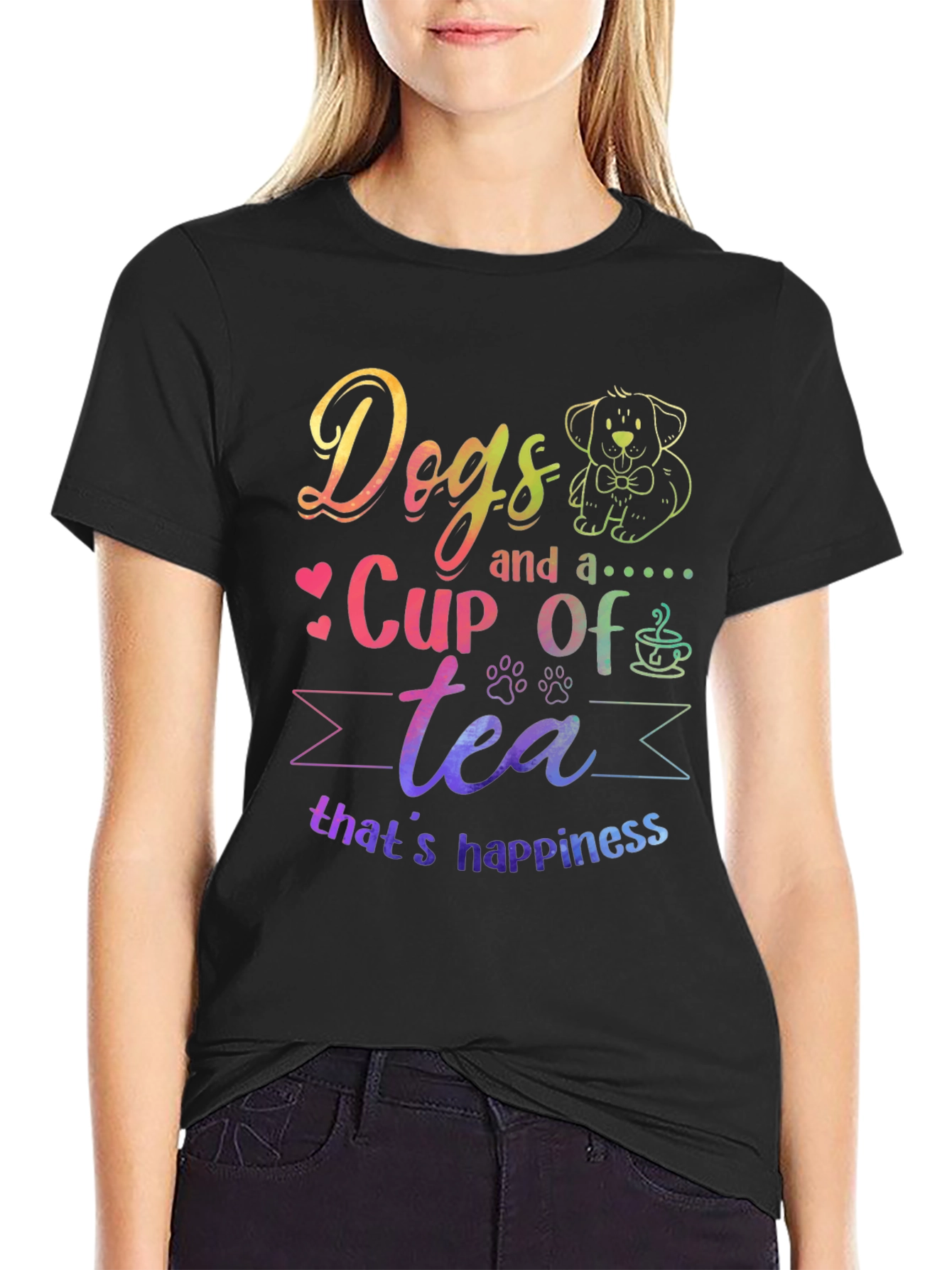 Dogs and a Cup of Tea Happiness T-Shirt