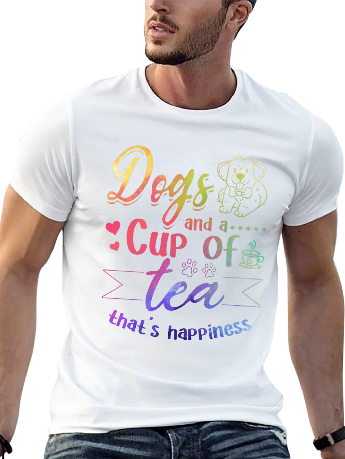 Dogs and a Cup of Tea Happiness T-Shirt