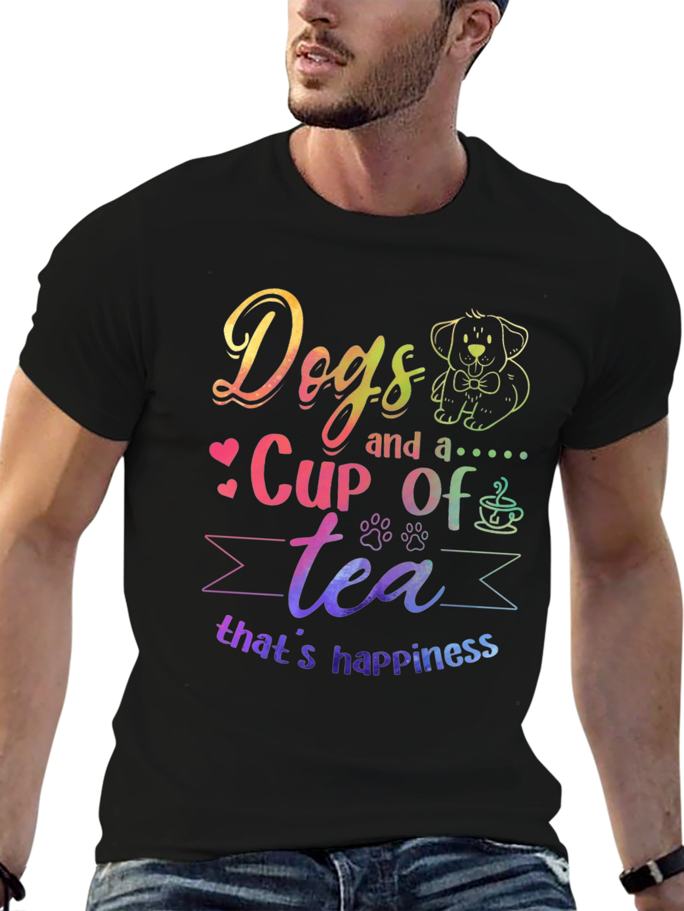 Dogs and a Cup of Tea Happiness T-Shirt