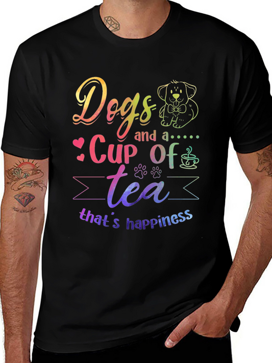 Dogs and a Cup of Tea Happiness T-Shirt
