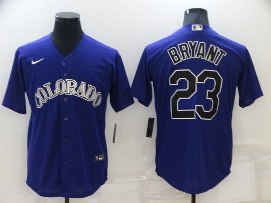 Men's Colorado Rockies Kris Bryant #23 Purple Replica Baseball Jerseys