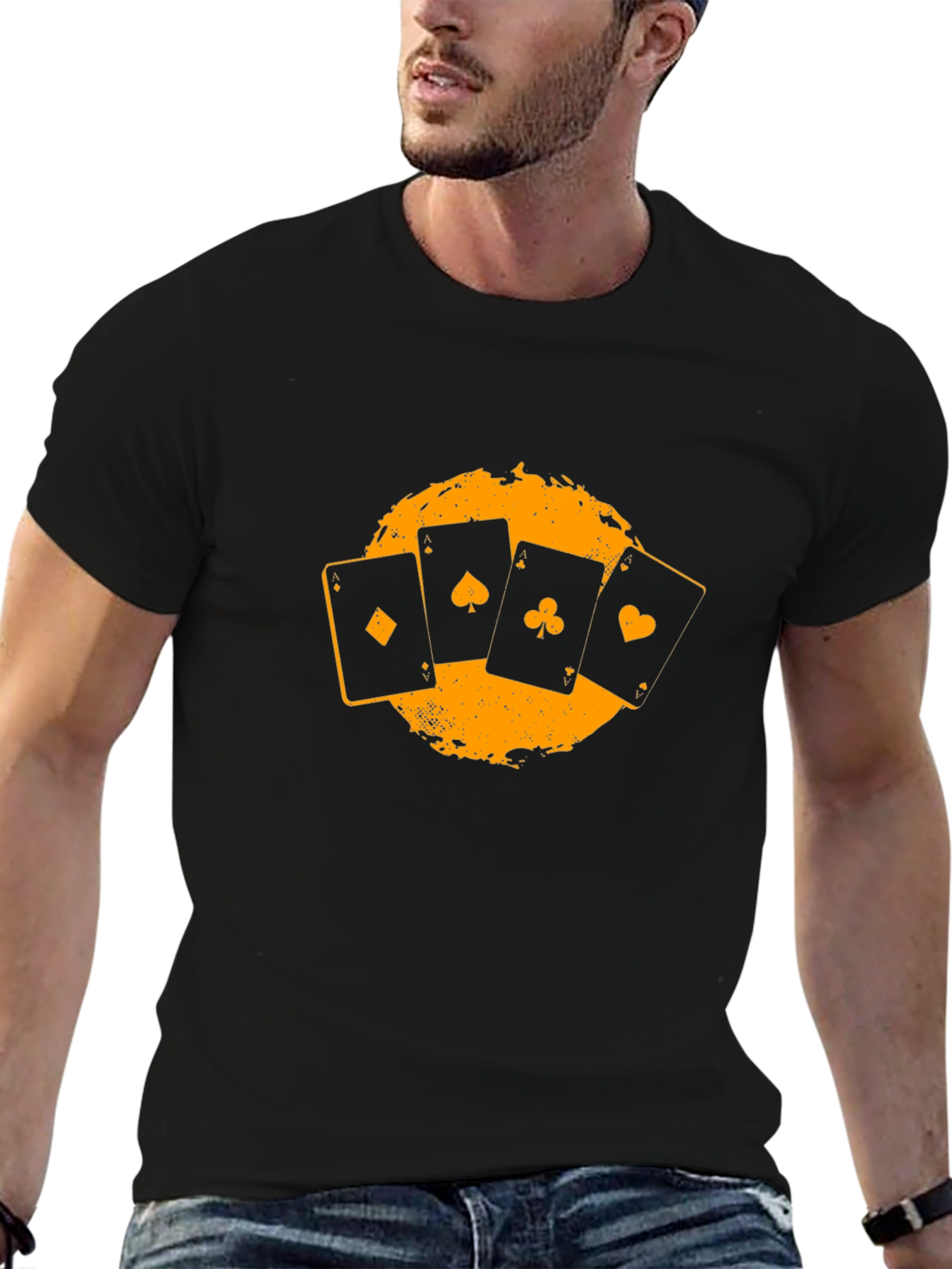 Cards Graphic Print Black T-Shirt