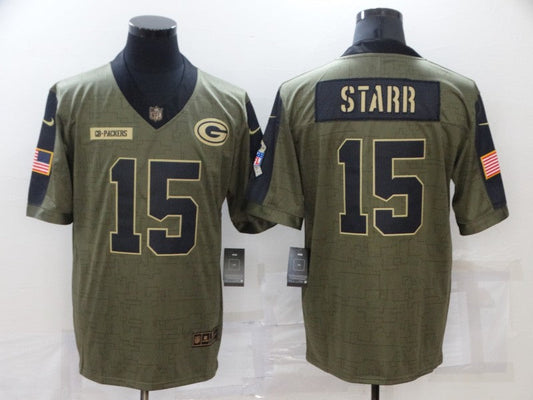 Men's Green Bay Packers Bart Starr #15 Brown Game Jerseys