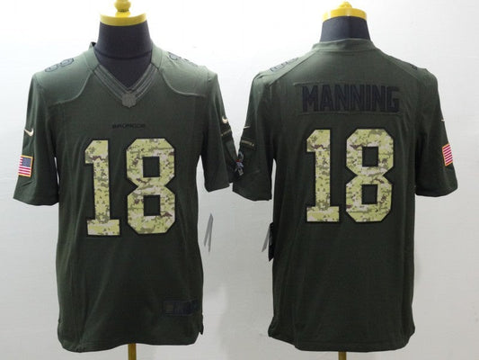 Men's Denver Broncos Peyton Manning #18 Army Green Game Jerseys