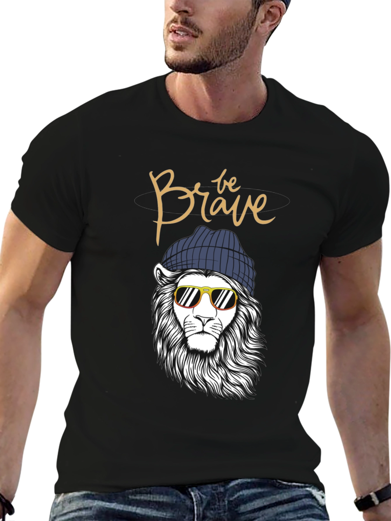 Cool Lion Beanie Graphic Tee