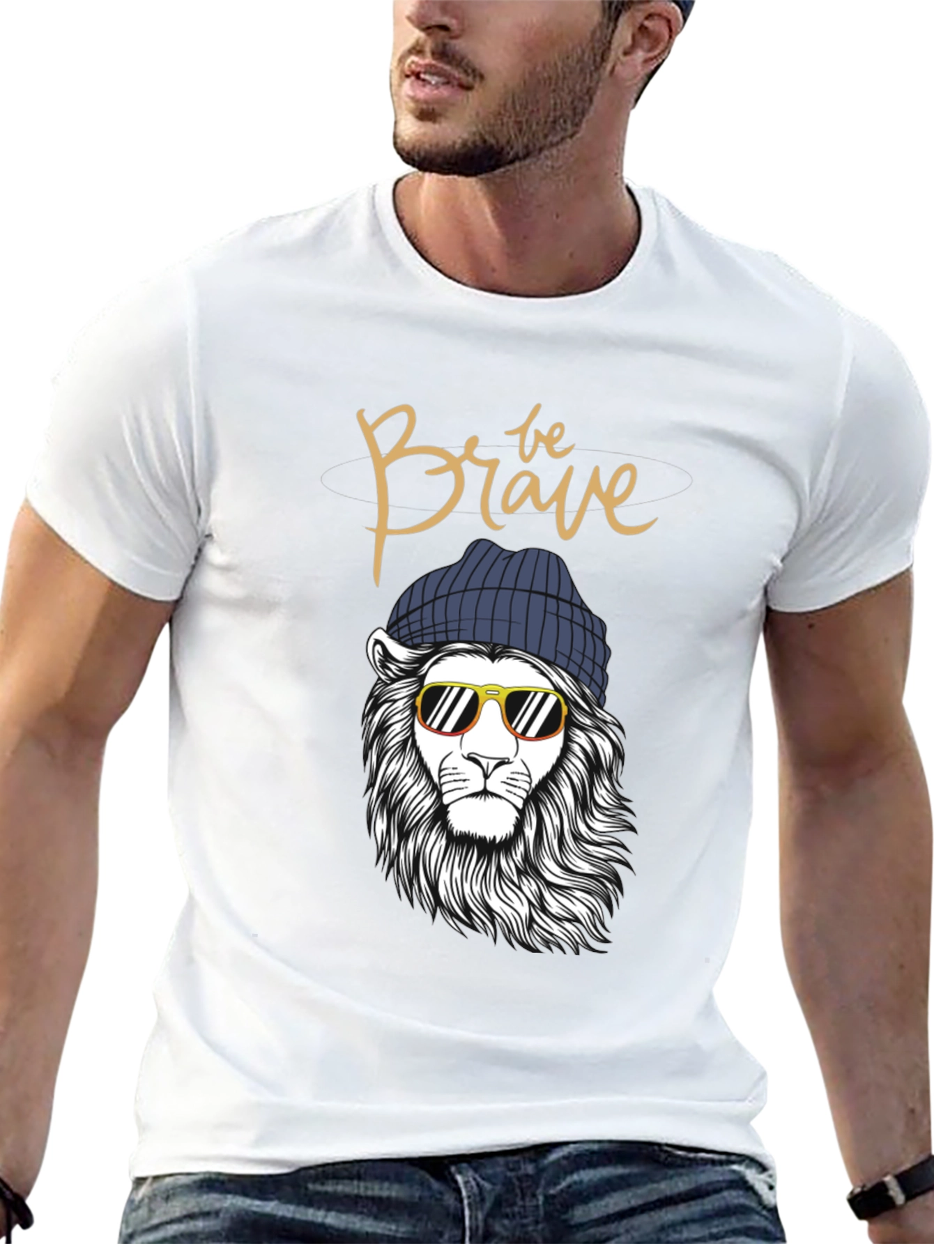 Cool Lion Beanie Graphic Tee