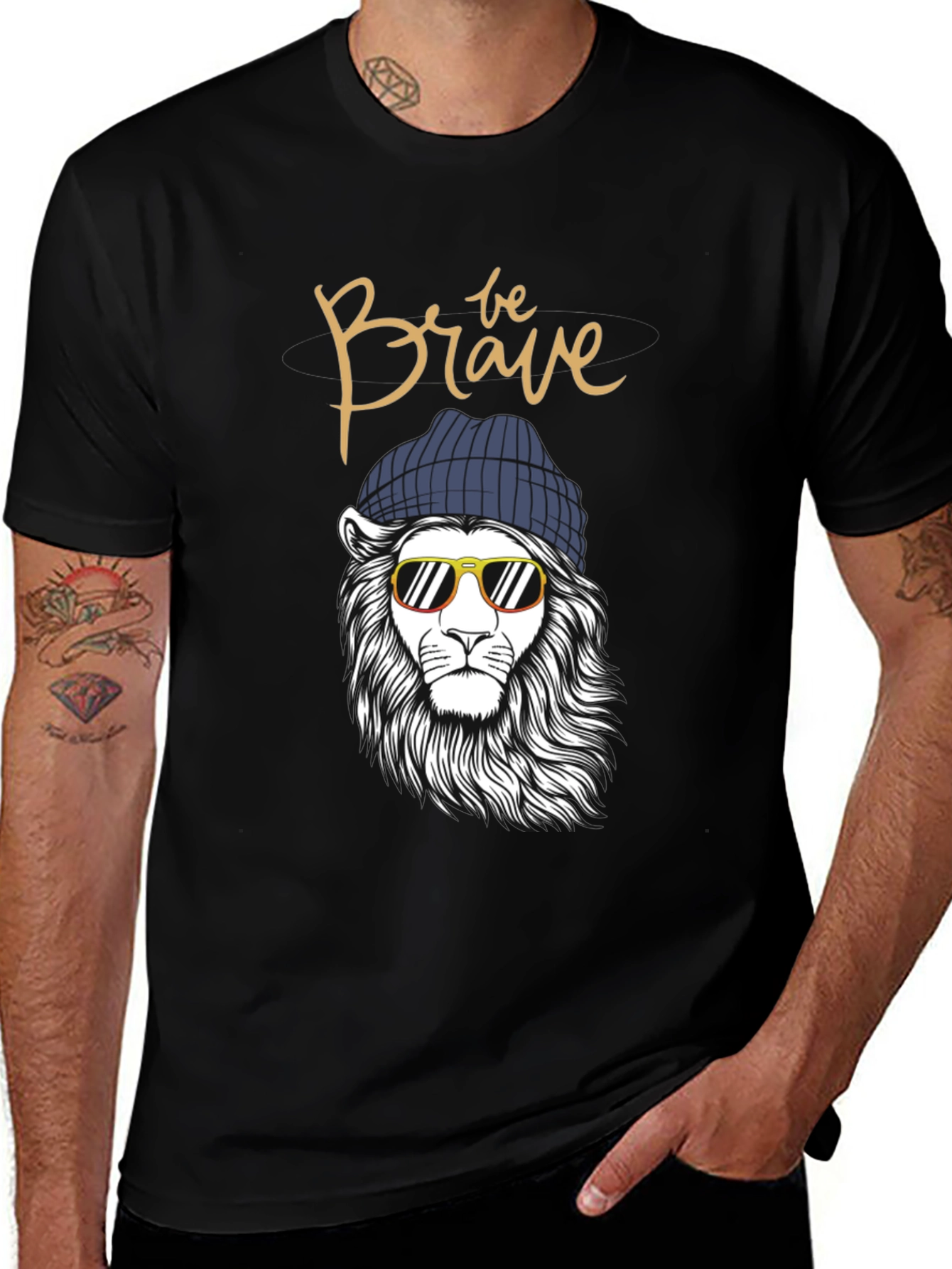 Cool Lion Beanie Graphic Tee