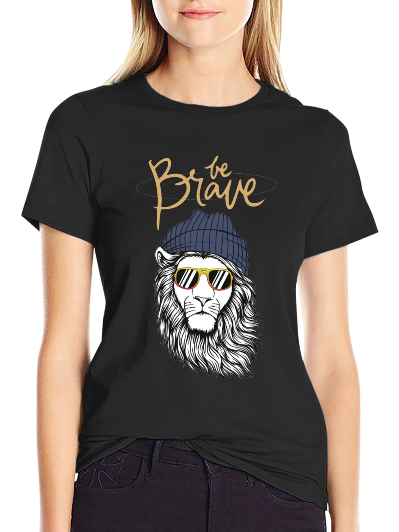Cool Lion Beanie Graphic Tee