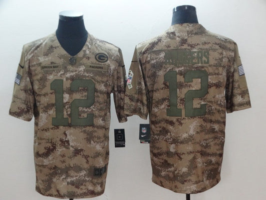 Men's Green Bay Packers Aaron Rodgers #12 Gray Camouflage Game Jerseys