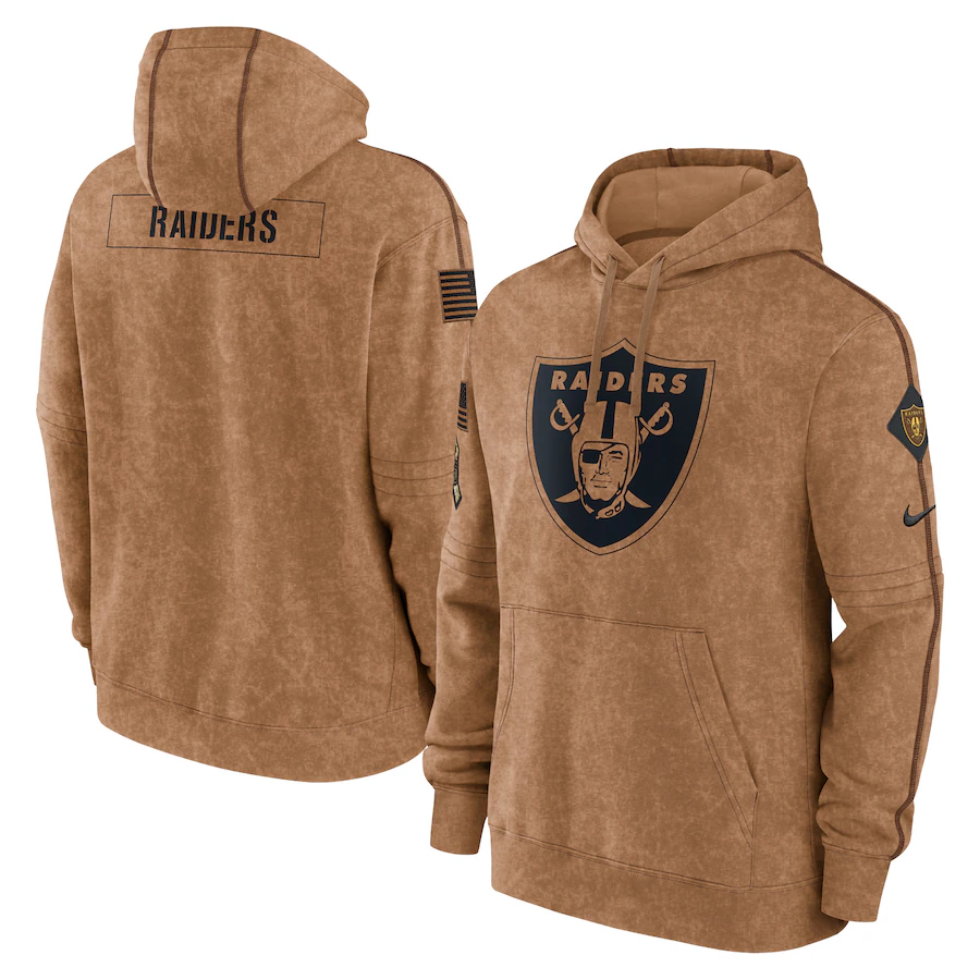 Men's Las Vegas Raiders Brown 2023 Salute To Service Club Pullover Hoodie1
