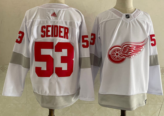 Men's Detroit Red Wings Moritz Seider #53 White Breakaway Player Jerseys