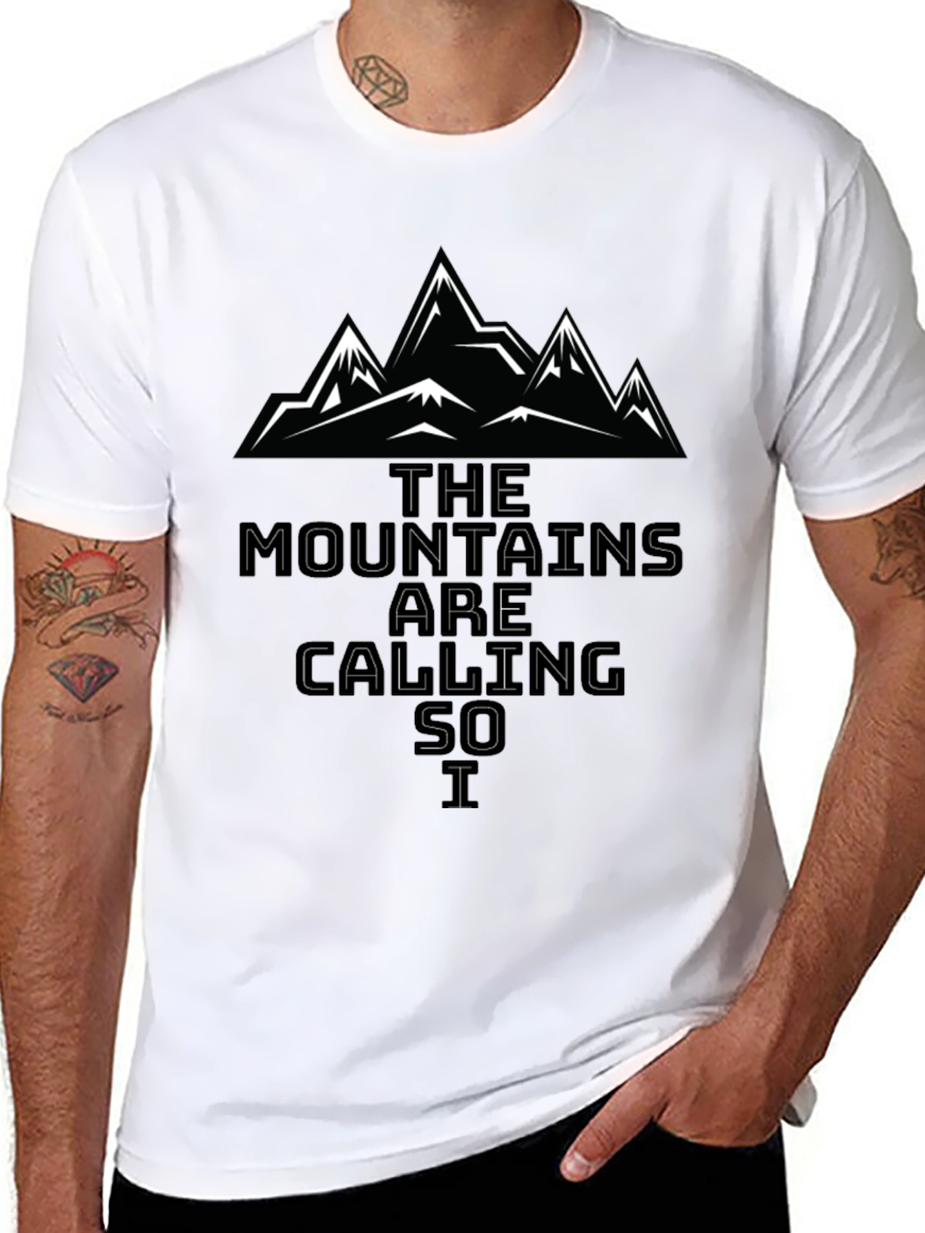 Mountains are Calling Graphic Tee - Black