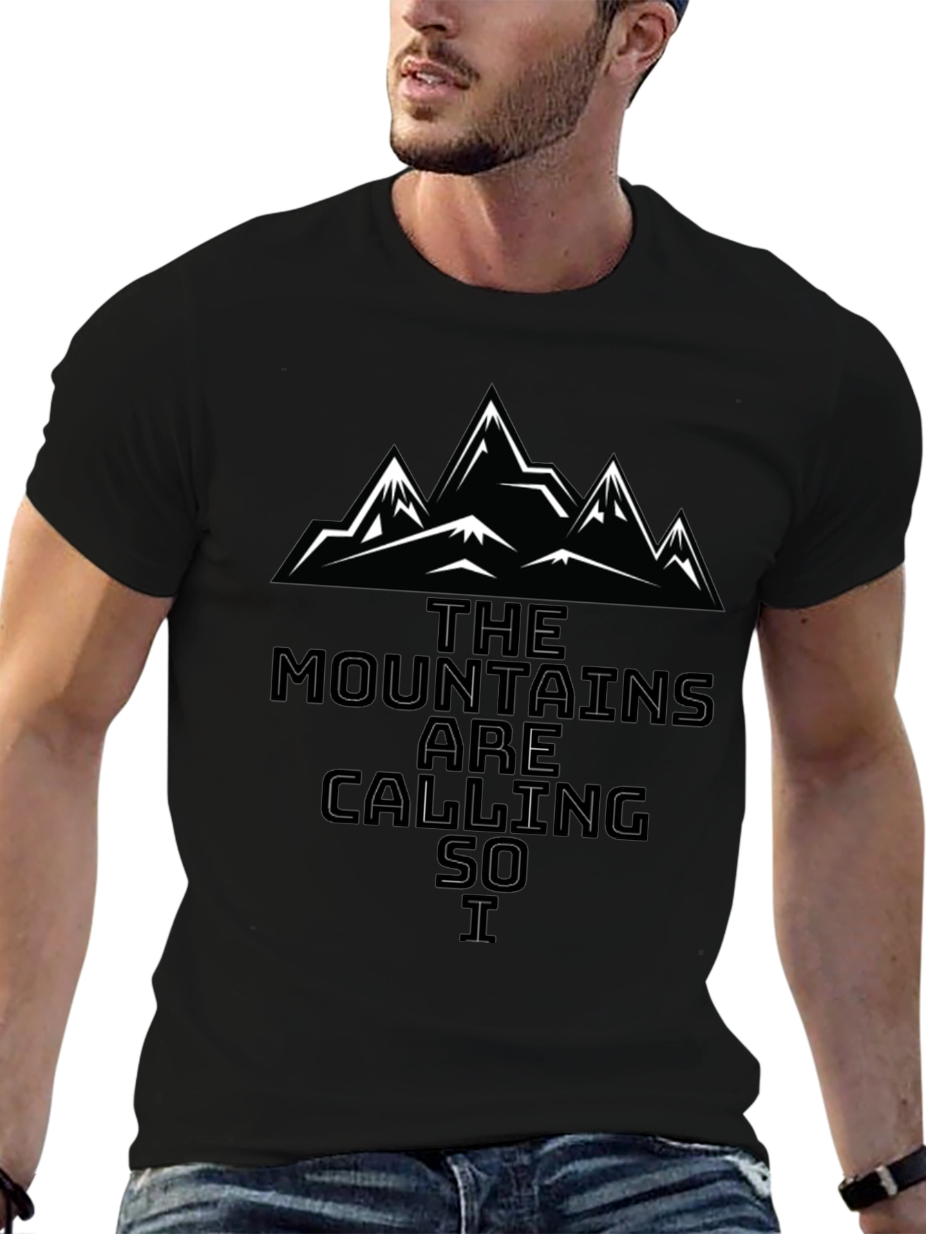 Mountains are Calling Graphic Tee - Black