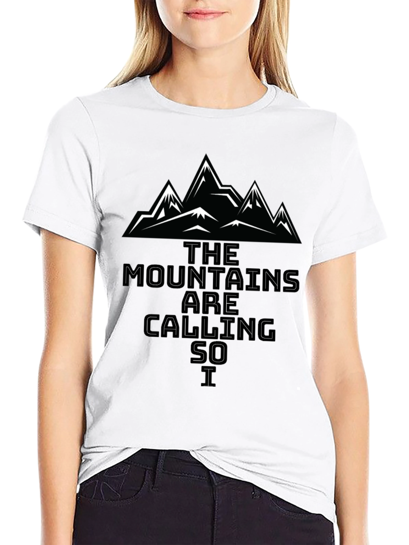 Mountains are Calling Graphic Tee - Black