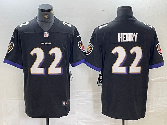 Men's Baltimore Ravens Derrick Henry #22 Black Game Player Jerseys