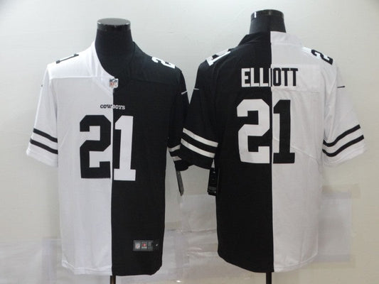 Men's Dallas Cowboys Ezekiel Elliott #21 Black/White Game Jerseys