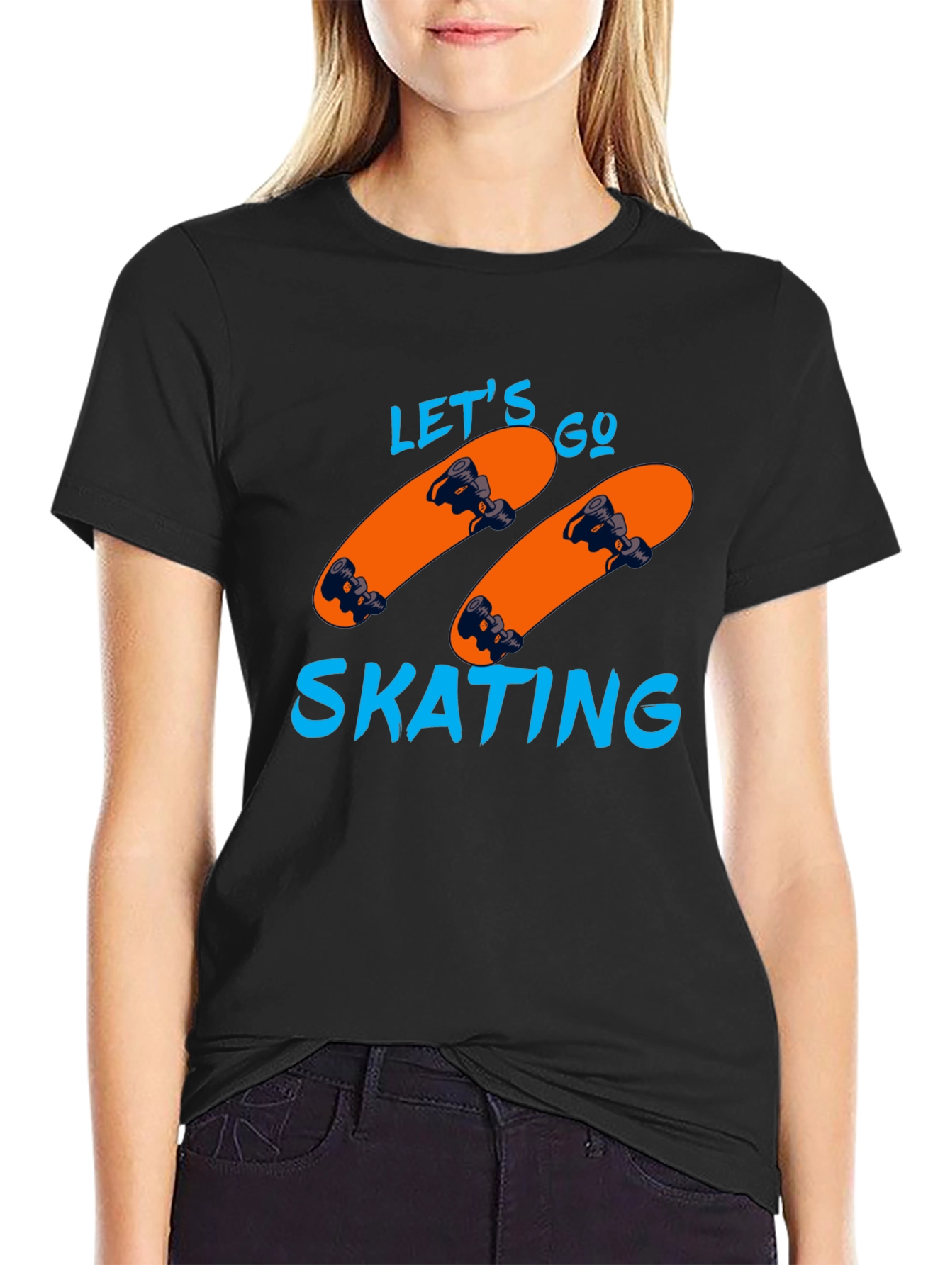 Lets Go Skating Graphic Tee - Black T-Shirt
