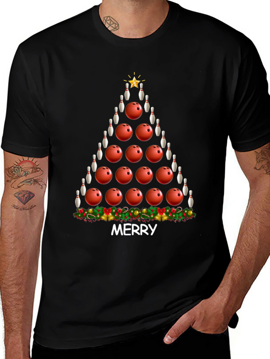 Bowling Christmas Tree Graphic Tee