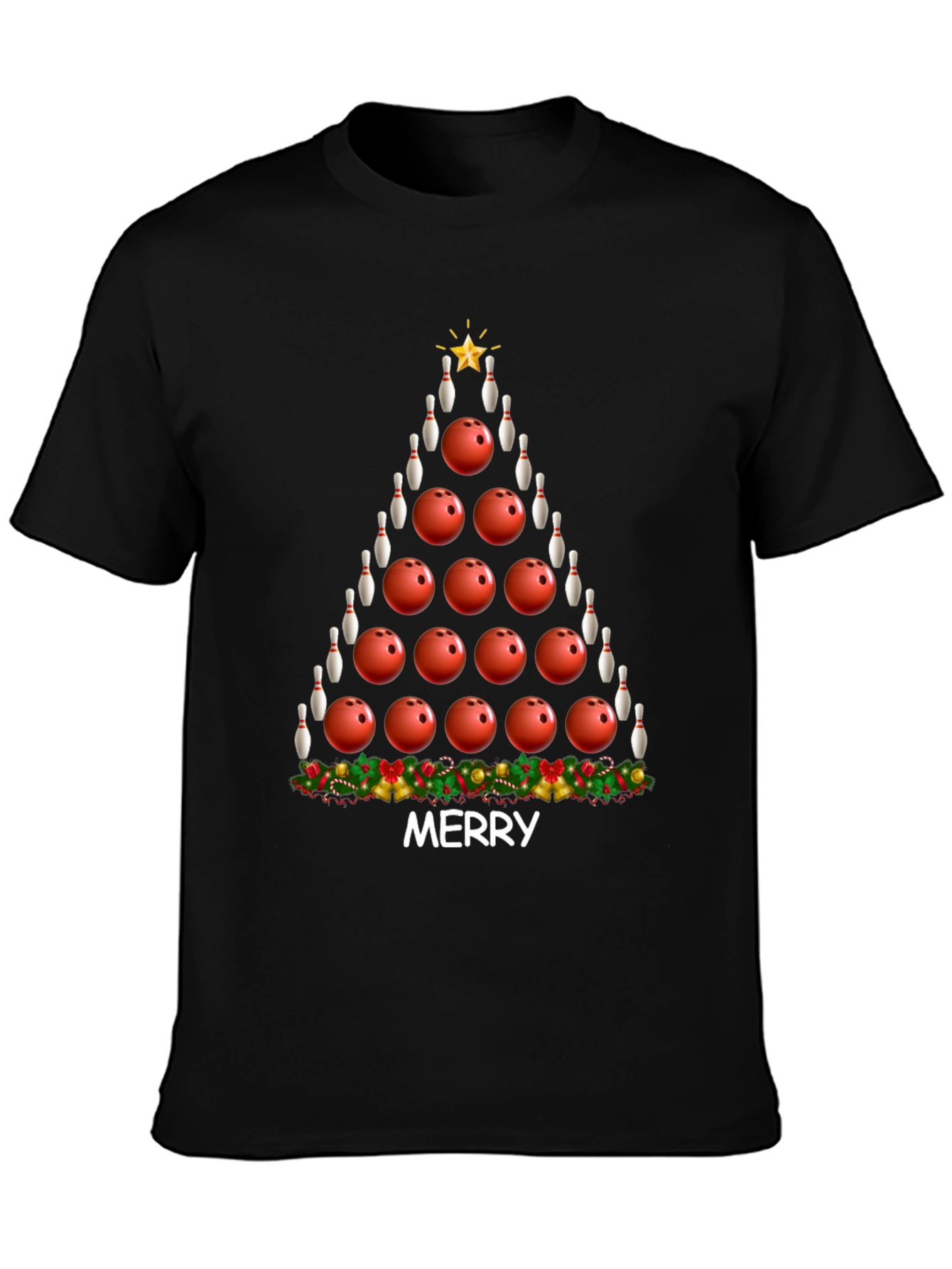 Bowling Christmas Tree Graphic Tee